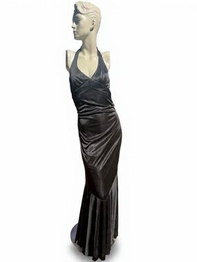Vintage Y2K Elegant Black Halter Josh and Jazz Evening Gown